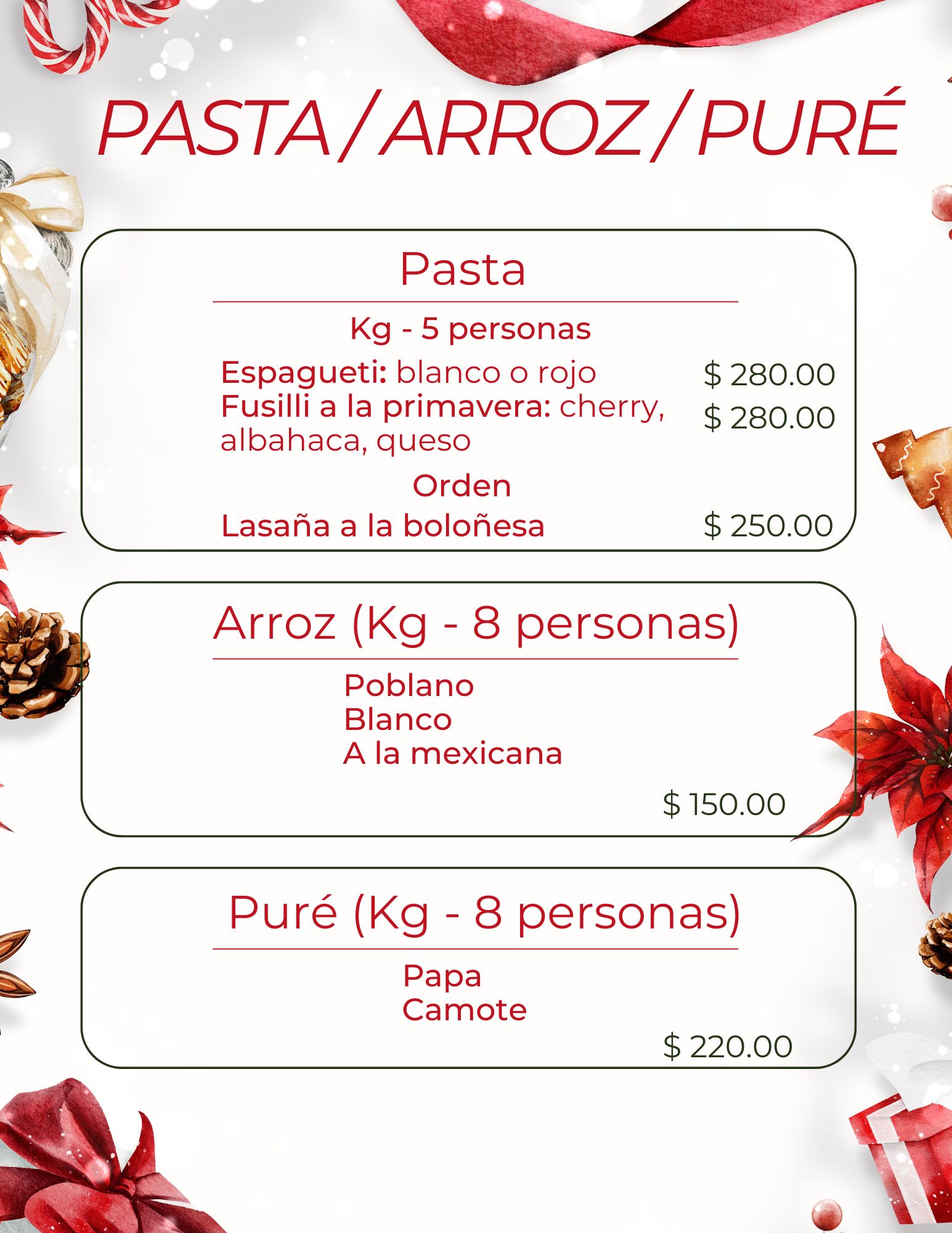 Landing Page navidad pasta precio 1